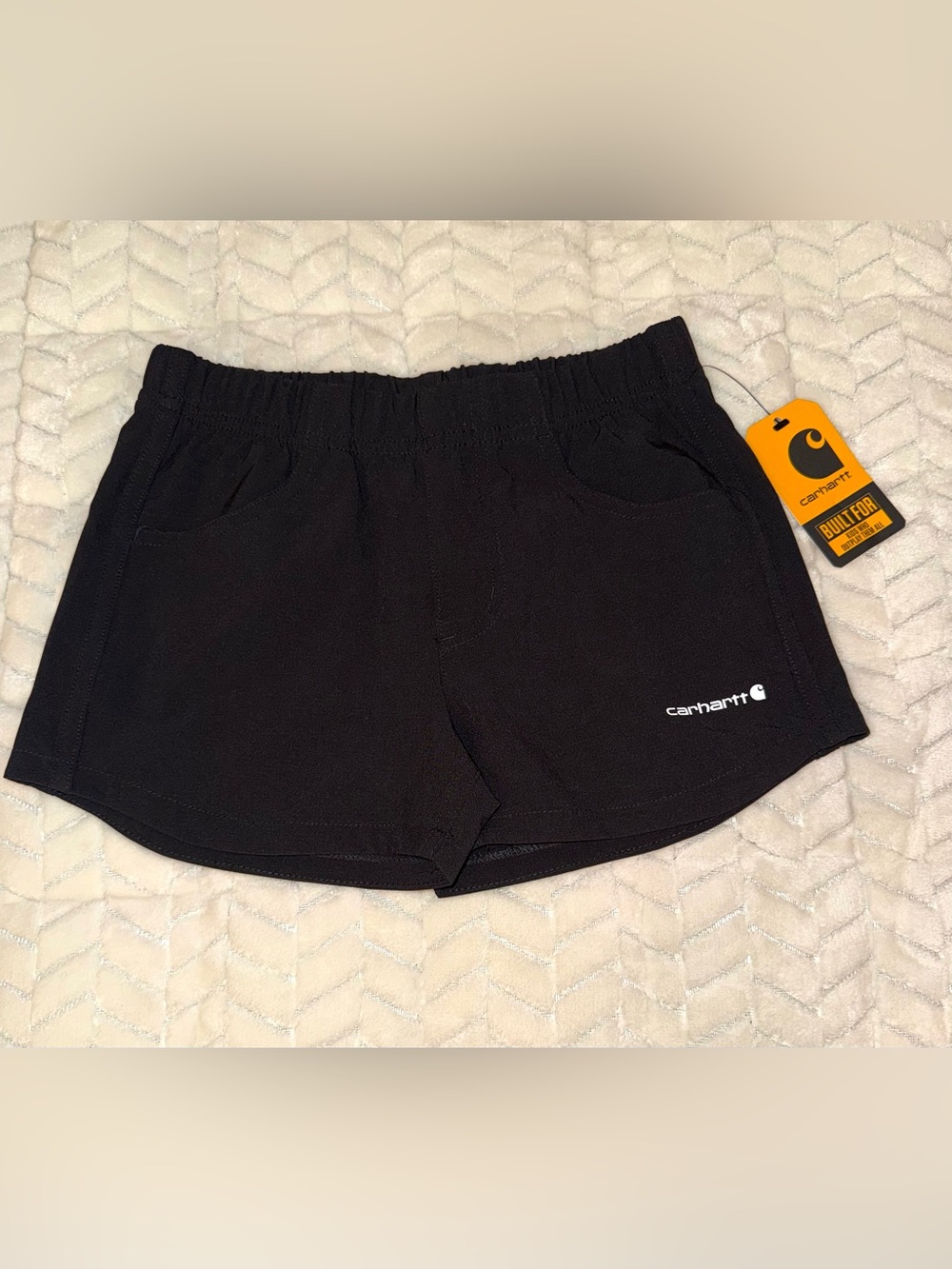 Carhartt Girls' Rugged Flex Ripstop shorts in Caviar Black, size 6, NWT